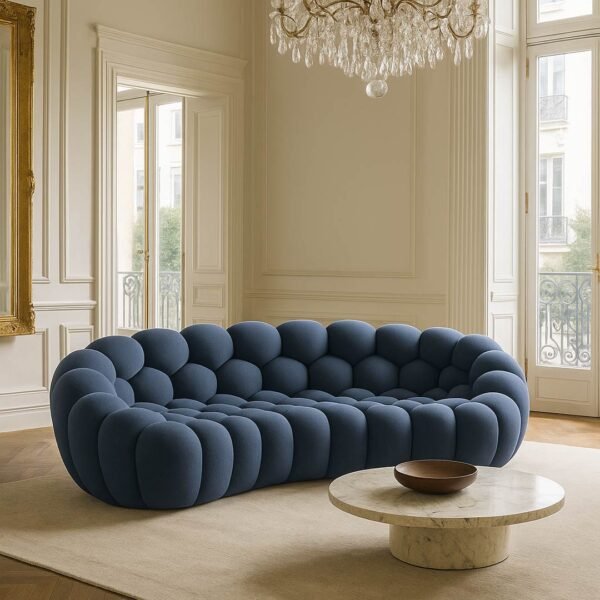 Unique Bubble Design Lounger Sofa in Deep Blue Fabric
