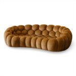 Bubbly Brown Handcrafted Mango Wood Modular Sofa – Modern Pumpkin Sofa 3-Seater - Image 2