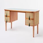 CaneCrest Rattan Study Desk in Sheesham Wood with Cane Drawers | Wooden Slice - Image 6
