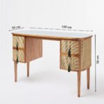CaneCrest Rattan Study Desk in Sheesham Wood with Cane Drawers | Wooden Slice - Image 7
