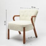 Armetta handcrafted sheesham wood boucle lounge chair with curved arms and cushioned seat