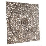 Baroda Bloom carved mandala wall art in Sheesham wood