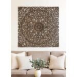 Baroda Bloom carved mandala wall art in Sheesham wood