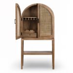 Bruzzo solid wood rattan cane bar cabinet with handcrafted Sheesham wood and cane doors