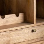 Bruzzo solid wood rattan cane bar cabinet with handcrafted Sheesham wood and cane doors