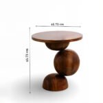 Plinto Wooden Sphere Side Table | Sculptural Sheesham End Table - Image 4