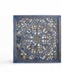 Muralyn Handcrafted Sheesham Wood Carved Wall Panel | Distressed Blue Mandala Wall Art - Image 3