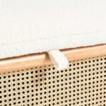 Mora Mango Wood Rattan Storage Ottoman with Lid - Square Lift-Top Accent Bench - Image 7