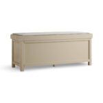 Shilpak handcarved wood storage bench with mandala doors and removable cushion