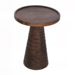 Ravioli Rustic Sheesham Wood Carved Side Table| Compact Accent Furniture- Wooden Slice - Image 3