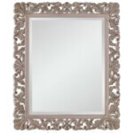 Royal Gaze: Handcarved Mango Wood Mirror in Rectangular Shape - Wooden Slice - Image 2