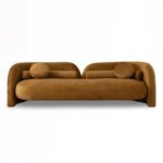 Plush Handcrafted Mango Wood 3-Seater Sofa - Modern Segmented Velvet Couch | Contemporary Lounge Seating - Image 2