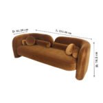 Plush Handcrafted Mango Wood 3-Seater Sofa - Modern Segmented Velvet Couch | Contemporary Lounge Seating - Image 6