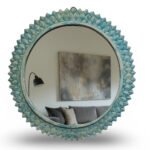 Veloura Handcrafted Round Mango Wood Mirror – Rustic Wall Mirror with Natural Wood Grain Finish- Wooden Slice - Image 3