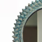 Veloura Handcrafted Round Mango Wood Mirror – Rustic Wall Mirror with Natural Wood Grain Finish- Wooden Slice - Image 4