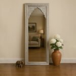 Miroura handcarved Wooden Arch Mirror in mango wood with vintage carvings