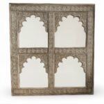 Ornello solid wood jharokha mirror with handcarved Sheesham frame