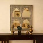 Ornello solid wood jharokha mirror with handcarved Sheesham frame