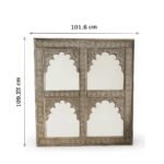 Ornello solid wood jharokha mirror with handcarved Sheesham frame