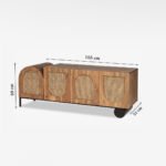 Vistaar Mango Wood Rattan TV Unit | Modern Asymmetrical Rattan TV Unit – Wooden Slice - Image 5