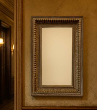 Zenith handcarved sheesham wood mirror with floral carvings