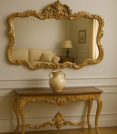 Reflecta handcarved mango wood mirror with gold finish
