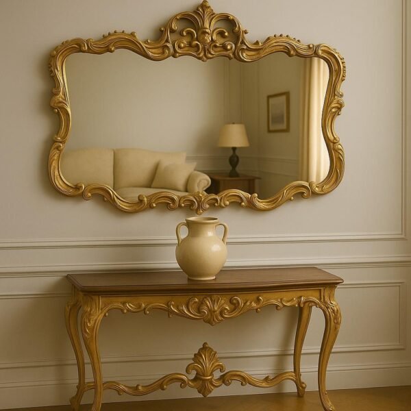Reflecta handcarved mango wood mirror with gold finish