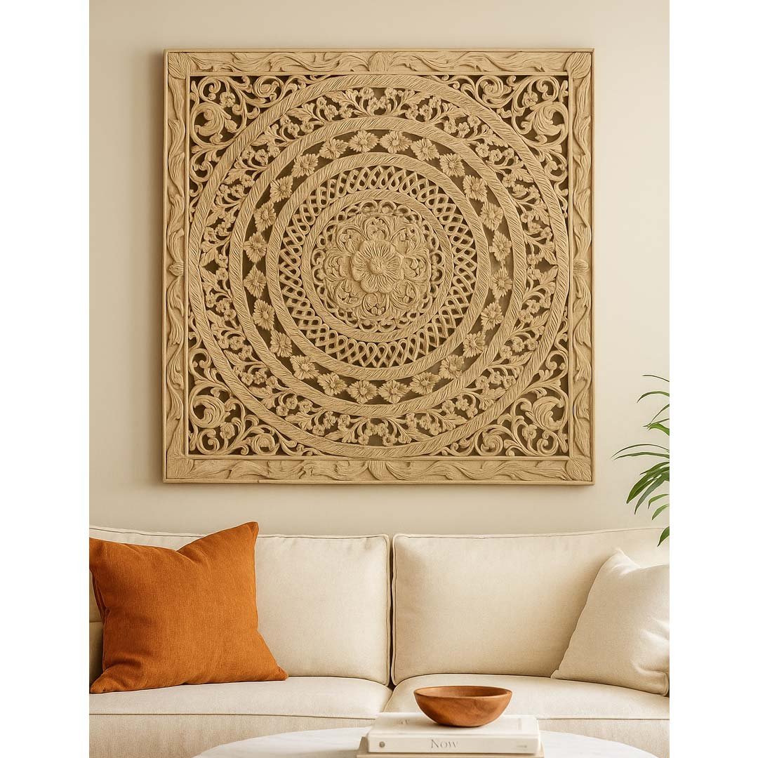 Spiral Bloom Sheesham Wood Carved Floral Wall Decor Spiral Bloom wood carved floral wall decor handcrafted from Sheesham wood