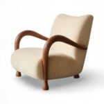 Solid Wood Lounge Chair – Zuri Handcrafted Sheesham Armchair with Bouclé Upholstery - Image 3