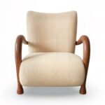 Solid Wood Lounge Chair – Zuri Handcrafted Sheesham Armchair with Bouclé Upholstery - Image 2