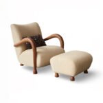 Solid Wood Lounge Chair – Zuri Handcrafted Sheesham Armchair with Bouclé Upholstery - Image 5
