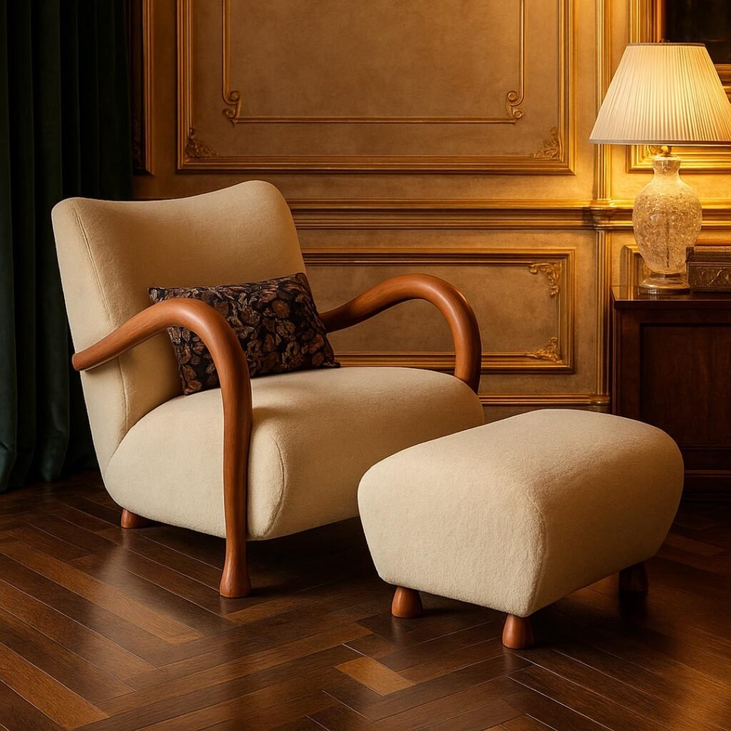 Zuri solid wood lounge chair in Sheesham wood