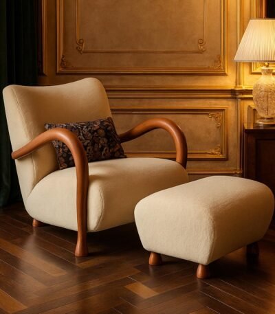 Zuri solid wood lounge chair in Sheesham wood