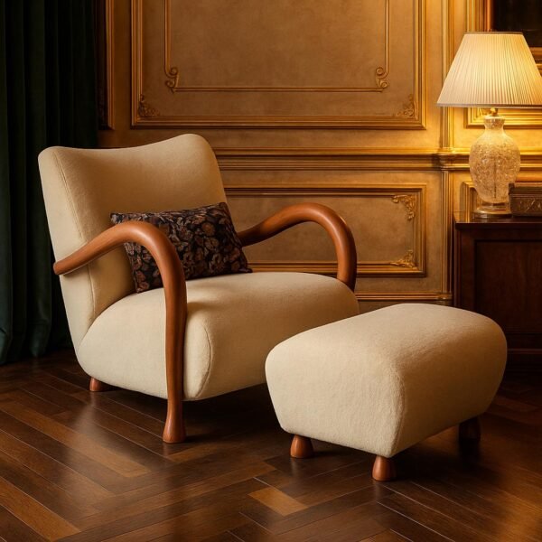 Zuri solid wood lounge chair in Sheesham wood