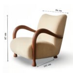 Solid Wood Lounge Chair – Zuri Handcrafted Sheesham Armchair with Bouclé Upholstery - Image 6