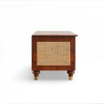 Aaramika handcarved wooden storage trunk with Sheesham wood and cane accent