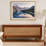 Aaramika handcarved wooden storage trunk with Sheesham wood and cane accent