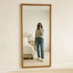 Elara Handcrafted Sheesham Wood Mirror | Floor Mirror (Natural Finish)- Wooden slice