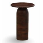 Kintra Solid Sheesham Wood Side Table | Modern Walnut Finish End Table- Wooden Slice - Image 2