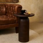 Kintra Solid Sheesham Wood Side Table | Modern Walnut Finish End Table- Wooden Slice
