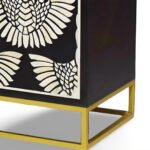 Tarkashi handcrafted bone inlay bar cabinet in Sheesham wood with crane motif