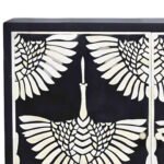 Tarkashi handcrafted bone inlay bar cabinet in Sheesham wood with crane motif