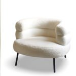 Restique Modern Cream Bouclé Lounge Chair with Black Metal Legs – Contemporary Accent Seating - Image 5