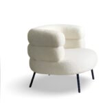 Restique Modern Cream Bouclé Lounge Chair with Black Metal Legs – Contemporary Accent Seating - Image 7