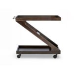 Ziggy sheesham wood bar trolley with Z-shaped design and castor wheels