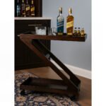 Ziggy sheesham wood bar trolley with Z-shaped design and castor wheels