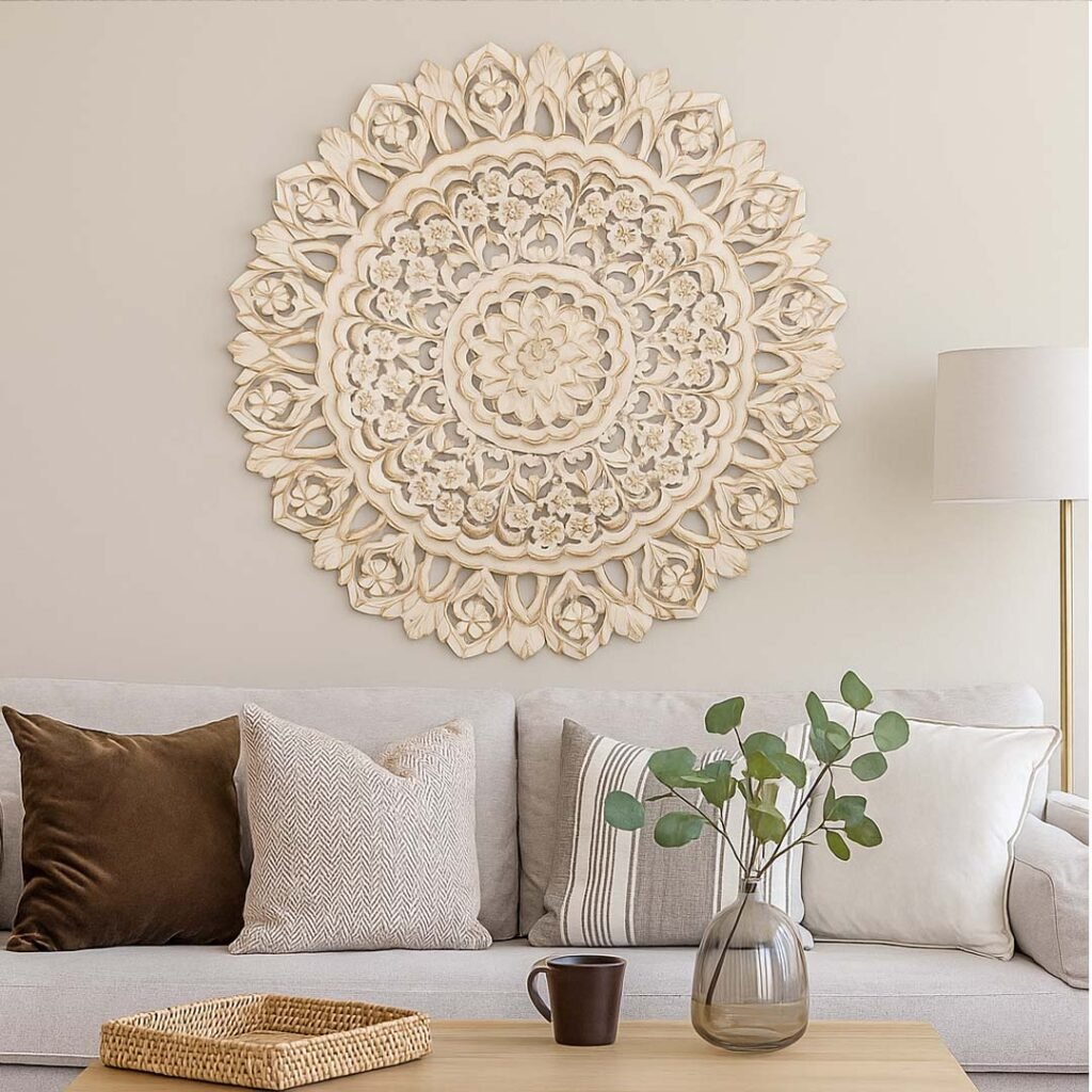 Aalekh mandala wooden wall art handcrafted from mango wood
