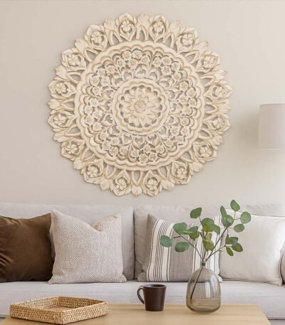 Aalekh mandala wooden wall art handcrafted from Sheesham wood