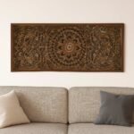 Wallora solid wood wall art handcrafted from Sheesham wood with floral carving