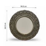 Mandala Gaze wooden round wall mirror with mandala carvings